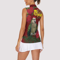 Kakapo Bird New Zealand Women Sleeveless Polo Shirt Floral Christmas LT7 - Polynesian Pride