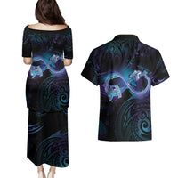 Polynesian Personalized Memorial Couples Matching Puletasi and Hawaiian Shirt Oceanic Infinity Symbol - Until We Meet Again - Polynesian Pride