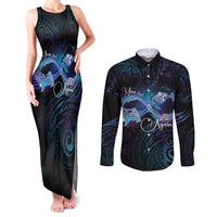 Polynesian Personalized Memorial Couples Matching Tank Maxi Dress and Long Sleeve Button Shirt Oceanic Infinity Symbol - Until We Meet Again - Polynesian Pride