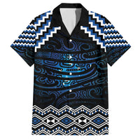 New Zealand Matariki Family Matching Off Shoulder Maxi Dress and Hawaiian Shirt Galaxy Styled Taniko LT7 Dad's Shirt - Short Sleeve Blue - Polynesian Pride