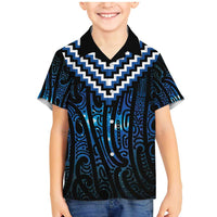 New Zealand Matariki Family Matching Mermaid Dress and Hawaiian Shirt Galaxy Poutama Motifs LT7 Son's Shirt Blue - Polynesian Pride
