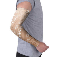 Hawaii Beige Kapa Arm Sleeves Vintage 'Ohe Kāpala Motifs Mix Plumeria Leis LT7 - Polynesian Pride