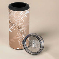 Hawaii Beige Kapa 4 in 1 Can Cooler Tumbler Vintage 'Ohe Kāpala Motifs Mix Plumeria Leis LT7 - Polynesian Pride