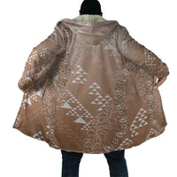 Hawaii Beige Kapa Cloak Vintage 'Ohe Kāpala Motifs Mix Plumeria Leis