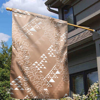 Hawaii Beige Kapa Garden Flag Vintage 'Ohe Kāpala Motifs Mix Plumeria Leis LT7 - Polynesian Pride
