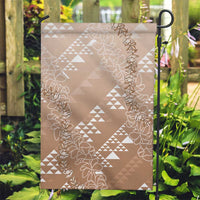 Hawaii Beige Kapa Garden Flag Vintage 'Ohe Kāpala Motifs Mix Plumeria Leis LT7 Garden Flag Beige - Polynesian Pride