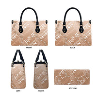 Hawaii Beige Kapa Leather Bag Vintage 'Ohe Kāpala Motifs Mix Plumeria Leis
