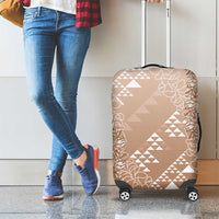 Hawaii Beige Kapa Luggage Cover Vintage 'Ohe Kāpala Motifs Mix Plumeria Leis LT7 - Polynesian Pride