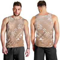 Hawaii Beige Kapa Men Tank Top Vintage 'Ohe Kāpala Motifs Mix Plumeria Leis LT7 - Polynesian Pride