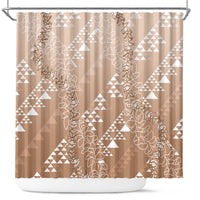 Hawaii Beige Kapa Shower Curtain Vintage 'Ohe Kāpala Motifs Mix Plumeria Leis LT7 Beige - Polynesian Pride