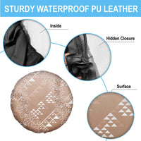 Hawaii Beige Kapa Spare Tire Cover Vintage 'Ohe Kāpala Motifs Mix Plumeria Leis LT7 - Polynesian Pride