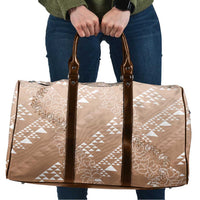 Hawaii Beige Kapa Travel Bag Vintage 'Ohe Kāpala Motifs Mix Plumeria Leis LT7 Beige - Polynesian Pride