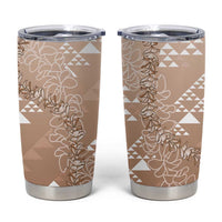 Hawaii Beige Kapa Tumbler Cup Vintage 'Ohe Kāpala Motifs Mix Plumeria Leis LT7 Beige - Polynesian Pride