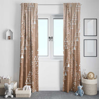 Hawaii Beige Kapa Window Curtain Vintage 'Ohe Kāpala Motifs Mix Plumeria Leis