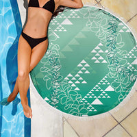 Hawaii Jade Green Kapa Beach Blanket Vintage 'Ohe Kāpala Motifs Mix Plumeria Leis