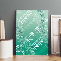 Hawaii Jade Green Kapa Canvas Wall Art Vintage 'Ohe Kāpala Motifs Mix Plumeria Leis LT7 - Polynesian Pride