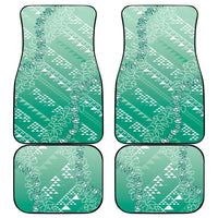 Hawaii Jade Green Kapa Car Mats Vintage 'Ohe Kāpala Motifs Mix Plumeria Leis LT7 - Polynesian Pride