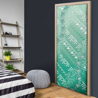 Hawaii Jade Green Kapa Door Cover Vintage 'Ohe Kāpala Motifs Mix Plumeria Leis LT7 - Polynesian Pride