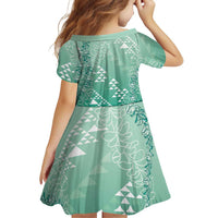 Hawaii Jade Green Kapa Family Matching Short Sleeve Bodycon Dress and Hawaiian Shirt Vintage 'Ohe Kāpala Motifs Mix Plumeria Leis LT7 - Polynesian Pride