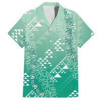 Hawaii Jade Green Kapa Hawaiian Shirt Vintage 'Ohe Kāpala Motifs Mix Plumeria Leis LT7 Jade Green - Polynesian Pride