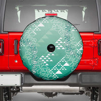 Hawaii Jade Green Kapa Spare Tire Cover Vintage 'Ohe Kāpala Motifs Mix Plumeria Leis LT7 - Polynesian Pride