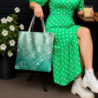 Hawaii Jade Green Kapa Tote Bag Vintage 'Ohe Kāpala Motifs Mix Plumeria Leis LT7 - Polynesian Pride