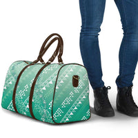 Hawaii Jade Green Kapa Travel Bag Vintage 'Ohe Kāpala Motifs Mix Plumeria Leis LT7 - Polynesian Pride