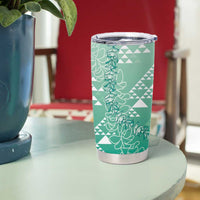 Hawaii Jade Green Kapa Tumbler Cup Vintage 'Ohe Kāpala Motifs Mix Plumeria Leis LT7 - Polynesian Pride