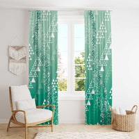 Hawaii Jade Green Kapa Window Curtain Vintage 'Ohe Kāpala Motifs Mix Plumeria Leis LT7 - Polynesian Pride
