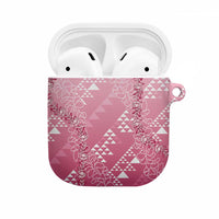 Hawaii Rose Pink Kapa AirPods Case Vintage 'Ohe Kāpala Motifs Mix Plumeria Leis LT7 Rose Pink - Polynesian Pride