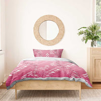 Hawaii Rose Pink Kapa Bedding Set Vintage 'Ohe Kāpala Motifs Mix Plumeria Leis