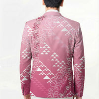 Hawaii Rose Pink Kapa Blazer Vintage 'Ohe Kāpala Motifs Mix Plumeria Leis