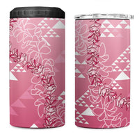 Hawaii Rose Pink Kapa 4 in 1 Can Cooler Tumbler Vintage 'Ohe Kāpala Motifs Mix Plumeria Leis LT7 One Size: 16 oz Rose Pink - Polynesian Pride