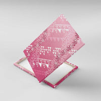 Hawaii Rose Pink Kapa Canvas Wall Art Vintage 'Ohe Kāpala Motifs Mix Plumeria Leis LT7 With Frame Rose Pink - Polynesian Pride