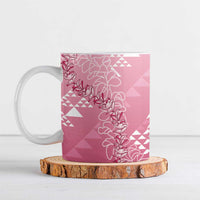 Hawaii Rose Pink Kapa Ceramic Mug Vintage 'Ohe Kāpala Motifs Mix Plumeria Leis LT7 Rose Pink - Polynesian Pride