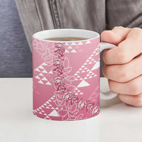Hawaii Rose Pink Kapa Ceramic Mug Vintage 'Ohe Kāpala Motifs Mix Plumeria Leis LT7 - Polynesian Pride
