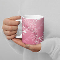 Hawaii Rose Pink Kapa Ceramic Mug Vintage 'Ohe Kāpala Motifs Mix Plumeria Leis LT7 - Polynesian Pride