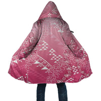 Hawaii Rose Pink Kapa Cloak Vintage 'Ohe Kāpala Motifs Mix Plumeria Leis
