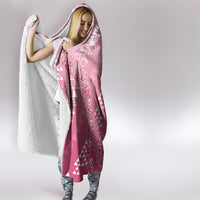 Hawaii Rose Pink Kapa Hooded Blanket Vintage 'Ohe Kāpala Motifs Mix Plumeria Leis LT7 - Polynesian Pride