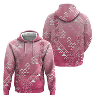 Hawaii Rose Pink Kapa Hoodie Vintage 'Ohe Kāpala Motifs Mix Plumeria Leis LT7 - Polynesian Pride