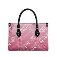 Hawaii Rose Pink Kapa Leather Bag Vintage 'Ohe Kāpala Motifs Mix Plumeria Leis