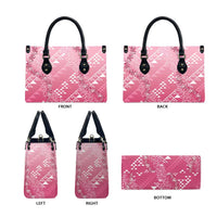 Hawaii Rose Pink Kapa Leather Bag Vintage 'Ohe Kāpala Motifs Mix Plumeria Leis