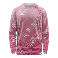 Hawaii Rose Pink Kapa Long Sleeve Shirt Vintage 'Ohe Kāpala Motifs Mix Plumeria Leis LT7 Unisex Rose Pink - Polynesian Pride