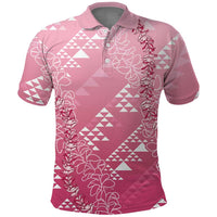 Hawaii Rose Pink Kapa Polo Shirt Vintage 'Ohe Kāpala Motifs Mix Plumeria Leis LT7 Rose Pink - Polynesian Pride
