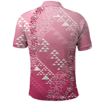 Hawaii Rose Pink Kapa Polo Shirt Vintage 'Ohe Kāpala Motifs Mix Plumeria Leis LT7 - Polynesian Pride