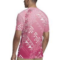 Hawaii Rose Pink Kapa Rugby Jersey Vintage 'Ohe Kāpala Motifs Mix Plumeria Leis LT7 - Polynesian Pride