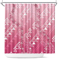 Hawaii Rose Pink Kapa Shower Curtain Vintage 'Ohe Kāpala Motifs Mix Plumeria Leis LT7 Rose Pink - Polynesian Pride