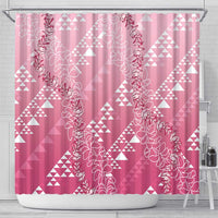 Hawaii Rose Pink Kapa Shower Curtain Vintage 'Ohe Kāpala Motifs Mix Plumeria Leis LT7 - Polynesian Pride