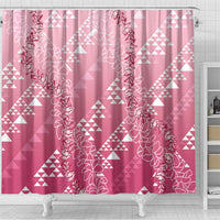 Hawaii Rose Pink Kapa Shower Curtain Vintage 'Ohe Kāpala Motifs Mix Plumeria Leis LT7 - Polynesian Pride