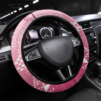 Hawaii Rose Pink Kapa Steering Wheel Cover Vintage 'Ohe Kāpala Motifs Mix Plumeria Leis LT7 Universal Fit Rose Pink - Polynesian Pride